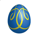 Large Blue Easter Egg With Yellow Ornaments