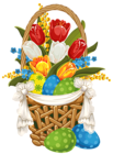 Painted Easter Basket with Easter Eggs PNG Clipart