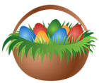 Painted Easter Basket with Easter Eggs PNG Picture