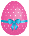 Pink Dotted Easter Egg with Blue Bow PNG Clipart