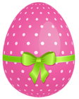 Pink Dotted Easter Egg with Green Bow PNG Clipart