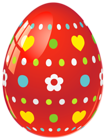 Red Easter Egg with Flowers and Hearts PNG Picture