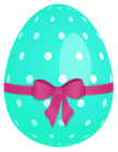 Sky Blue Easter Egg with Green Bow PNG Clipart
