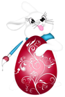 Transparent Easter Bunny and Red Egg PNG Clipart Picture