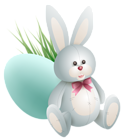Transparent Easter Bunny with Egg and Grass PNG Clipart Picture