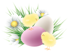 Transparent Easter Chickens and Eggs PNG Clipart Picture