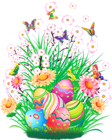 Transparent Easter Decor with Eggs and Grass PNG Clipart Picture