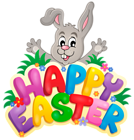 Transparent Happy Easter with Bunny PNG Clipart Picture