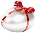 White Easter Egg with Red Bow Transparent PNG Clipart