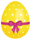 Yellow Dotted Easter Egg with Pink Bow PNG Clipart