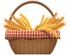 Autumn Basket with Wheat PNG Clip Art Image