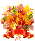 Autumn Leaves Bouquet with Banner PNG Clipart Image