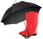 Rubber Boots and Umbrella PNG Clipart Image