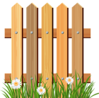 Wooden Garden Fence with Grass PNG Clipart