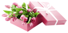 Box with Pink Tulips PNG Transparent Picture