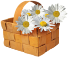 Large Transparent Basket with Daisies Clipart