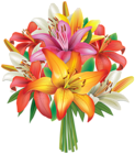 Lilies Flowers Bouquet PNG Clipart Image