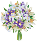 Purple Iris Flowers and Lilies Bouquet PNG Clipart Image