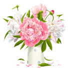 Vase with White and Pink Peonies Clipart