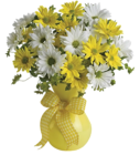 Vase with Yellow and White Daisies PNG Clipart Picture