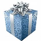 Blue Gift with Silver Ribbon Clipart