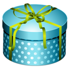 Blue Round Present Box with Bow PNG Clipart