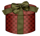 Brown Round Gift Box with Gren Bow PNG Picture