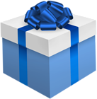 Gift Box Blue White PNG Clipart