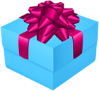 Gift Box Blue with Bow PNG Clipart