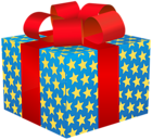 Gift Box Blue with Stars PNG Clipart