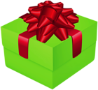 Gift Box Green with Bow PNG Clipart