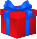 Gift Box Red with Blue Bow PNG Clipart