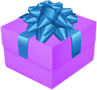 Gift Box Violet with Bow PNG Clipart