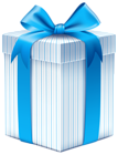 Gift Box with Blue Bow PNG Clipart Image