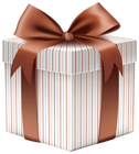 Gift Box with Brown Bow PNG Clipart Image