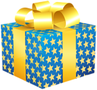 Gift Box with Stars Blue PNG Clipart