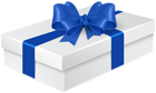 Gift with Blue Bow PNG Clip Art