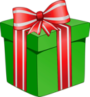 Green Gift Box with Red Bow PNG Picture