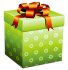 Green Present Box with Red Bow PNG Picture