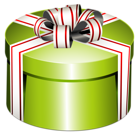 Green Round Present Box with Bow PNG Clipart