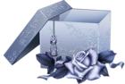 Large Blue Gift Box with Blue Rose