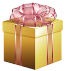 Large Gold Gift Box with Pink Bow