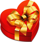 Large Heart Gift Box with Gold Bow Clipart
