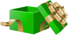 Open Gift Box Green Transparent Clip Art Image