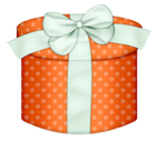 Orange Round Gift Box with White Bow PNG Clipart