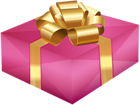 Pink Gift Box with Gold Bow PNG Clipart