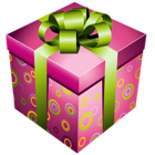 Pink Gift Box with Green Bow PNG Picture