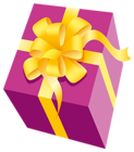 Pink PNG Present with Yellow Bow Clipart