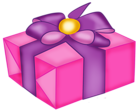 Pink Present Box with Purple Bow PNG Clipart