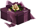 Purple 3D Present with Roses Clipart